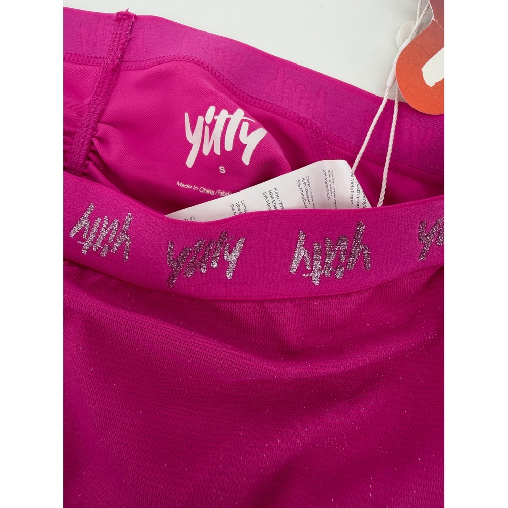 Yitty Spotlight Ruched Legging Shimmered Bop Star Pink High Waist Small